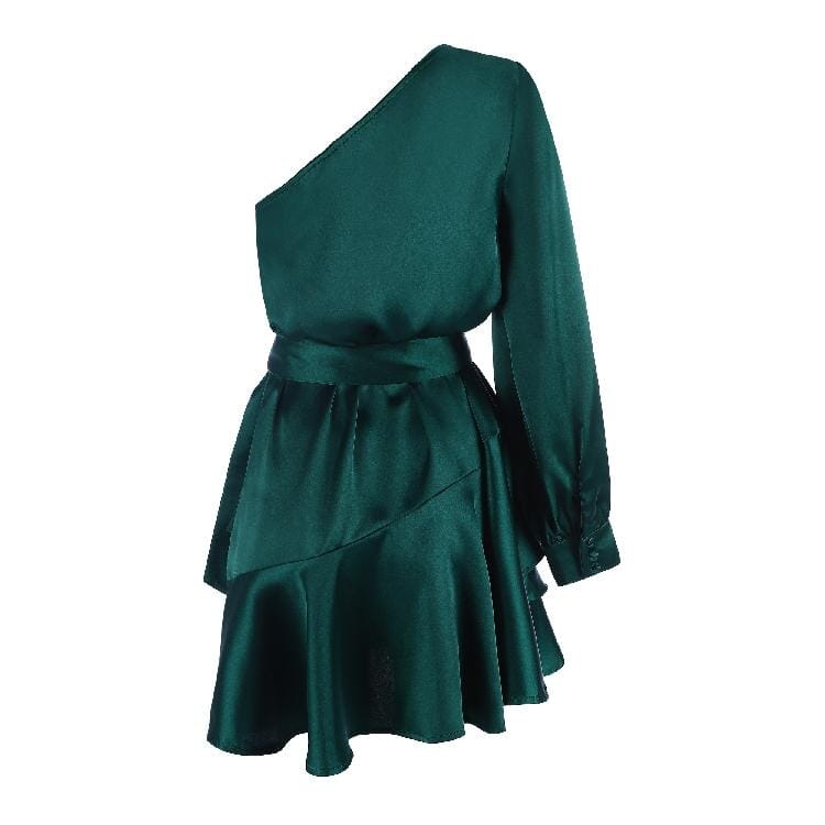 Satin tiered toga LOVEFREYA XS Green colour Dress