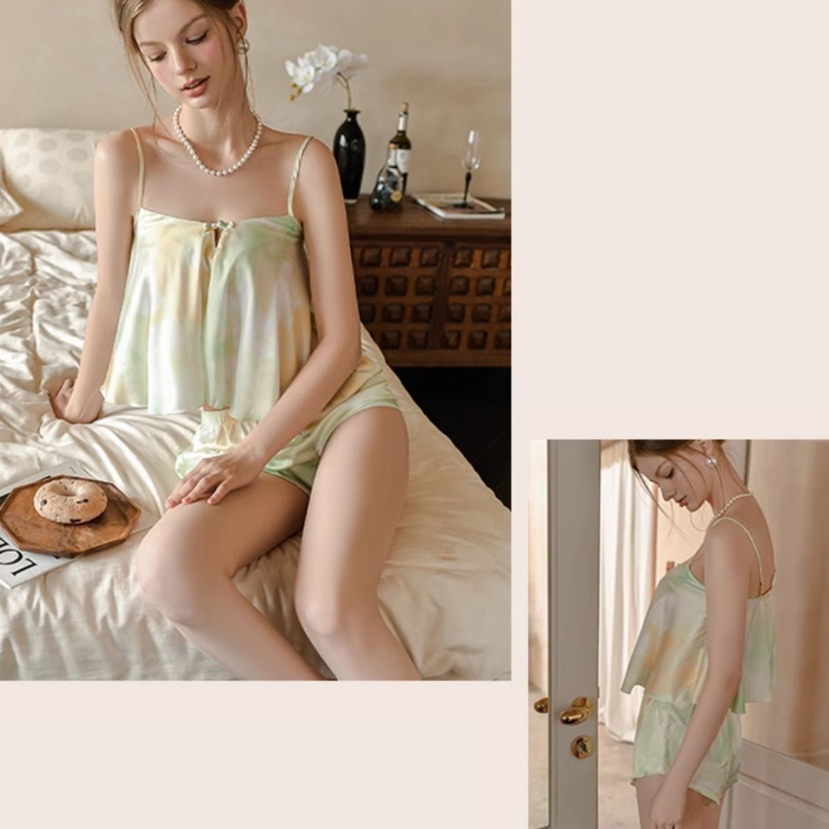 Shantel satin cami set LOVEFREYA Small Candy green Intimates