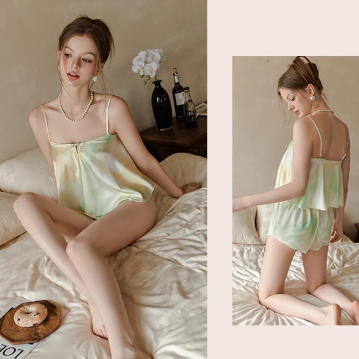 Shantel satin cami set LOVEFREYA Small Candy green Intimates