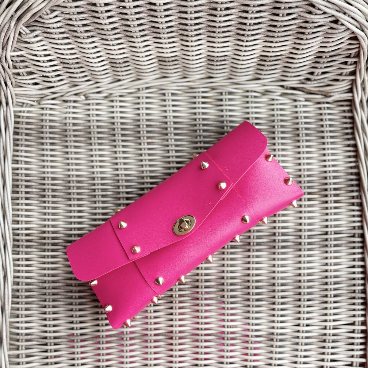 Star studded maxi clutch LOVEFREYA Hot pink Gold Bags