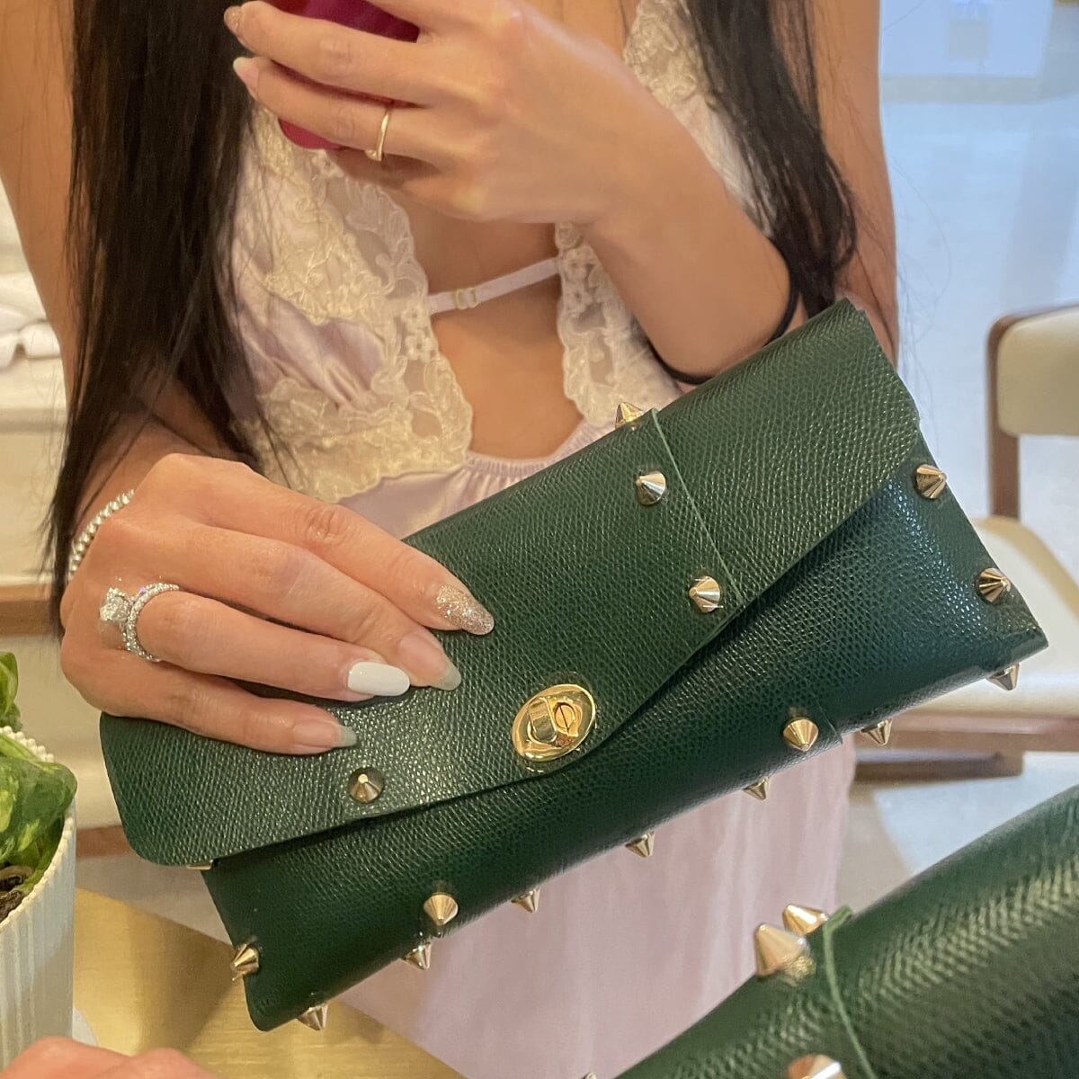 Star studded maxi clutch LOVEFREYA Emerald green Gold Bags