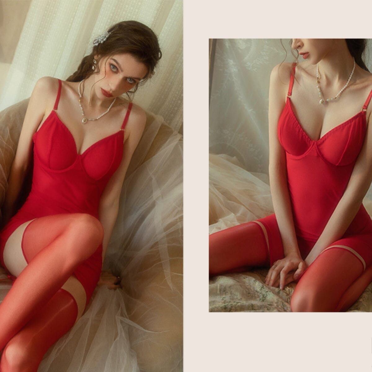 Suz mesh slip LOVEFREYA Small Red Intimates