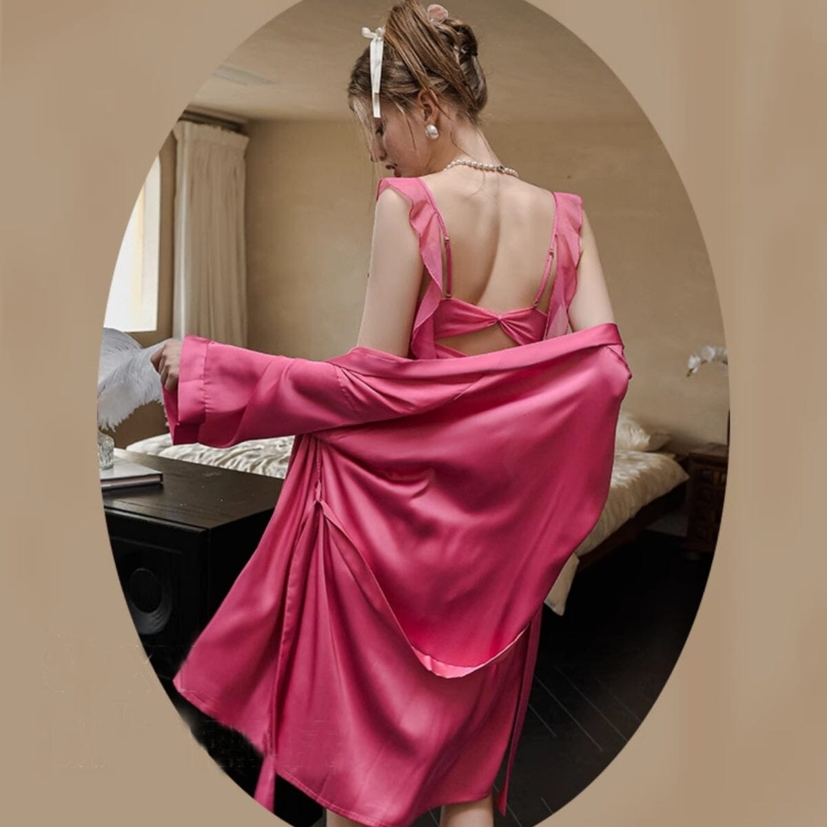 Tanya satin robe Intimates LOVEFREYA Free size Rose pink Satin