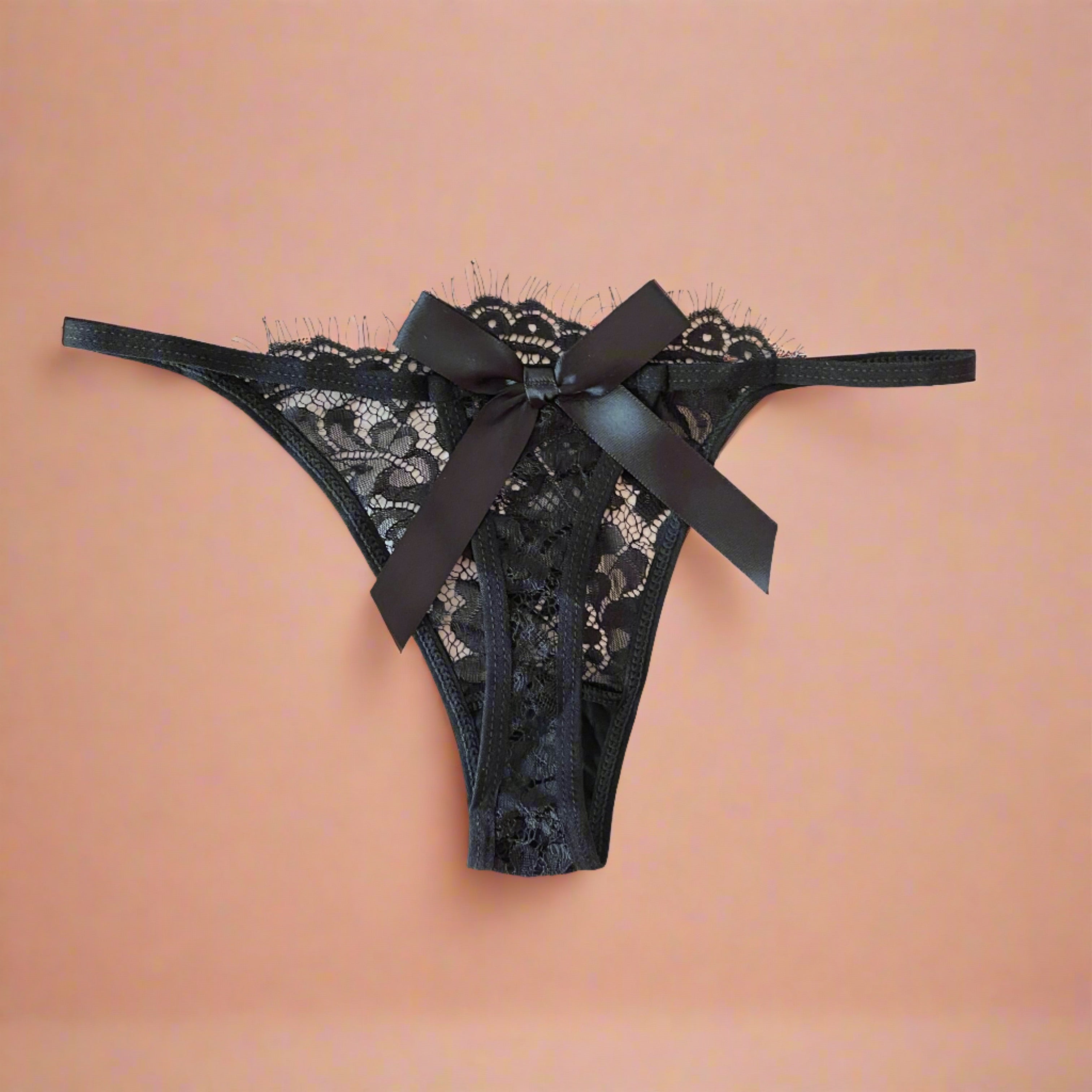 Thong LOVEFREYA Lacey ribbon back Blk/M Panties