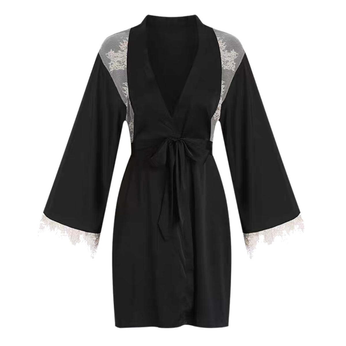 Tuy lace and satin robe LOVEFREYA Small Black Intimates