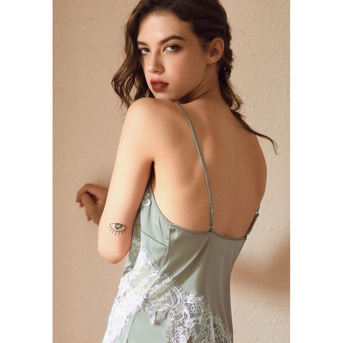 Ursula satin slip LOVEFREYA Small Mint colour Intimates