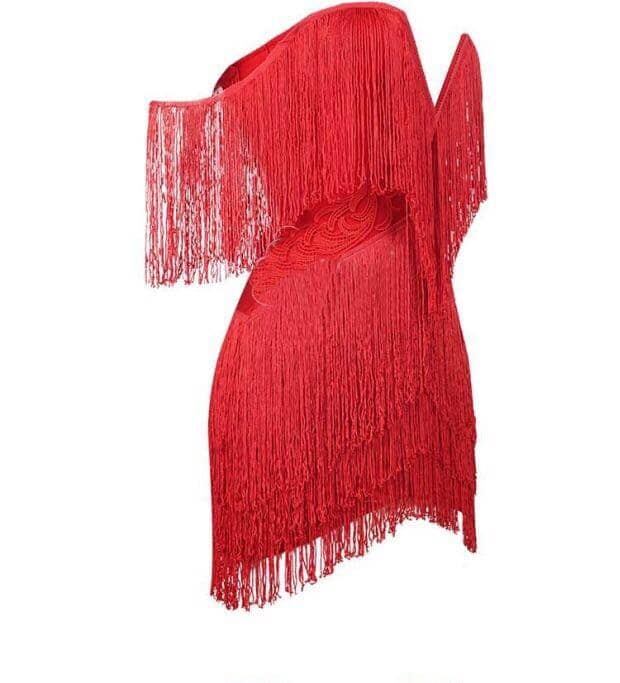 V - neck fringe bandage LOVEFREYA XS Red colour Dress