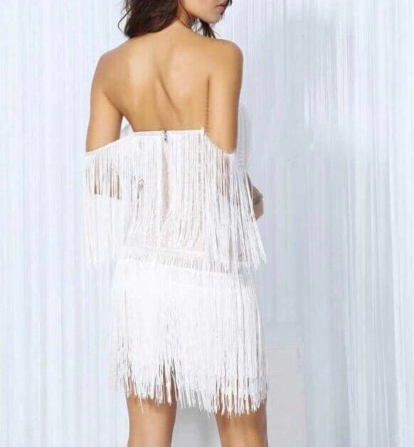 V - neck fringe bandage LOVEFREYA XS Black Dress