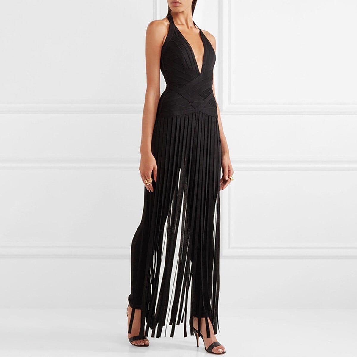 Winnie fringe bandage jumpsuit LOVEFREYA XS Black colour Jumpsuit